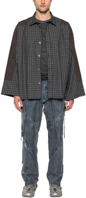 Acne Studios Navy Flannel Patchwork Plaid Button-Up Unisex Shirt. BB0594-BG9 Shop Acne Studios Navy Flannel Patchwork Plaid Button-Up Unisex Shirt. BB0594-BG9