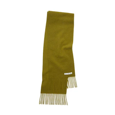 Acne Studios Olive Green Solid Logo Wool Scarf Unisex Couples Style. CA0283-AB71