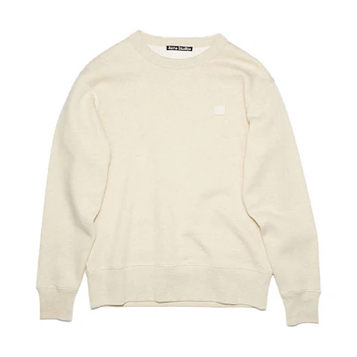 Acne Studios Oversized Face Cotton Crewneck Sweatshirt Beige Unisex. CI0076-633