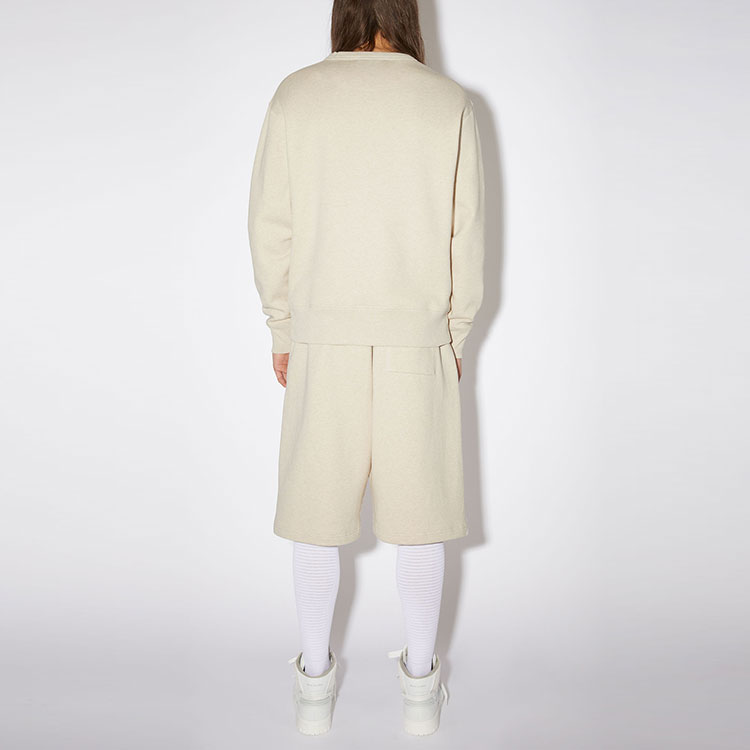 Shop Acne Studios 宽松款笑脸棉质圆领卫衣 米色 男女同款 CI0076-633