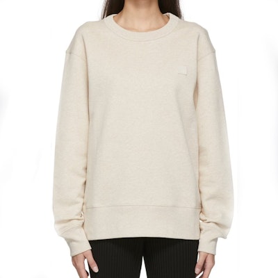 Acne Studios Oversized Face Cotton Crewneck Sweatshirt Beige Unisex. CI0076-633 Sizing Acne Studios Oversized Face Cotton Crewneck Sweatshirt Beige Unisex. CI0076-633