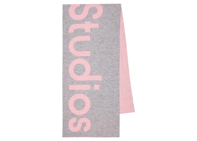 Acne Studios Oversized Logo Intarsia Scarf Light Pink/Grey
