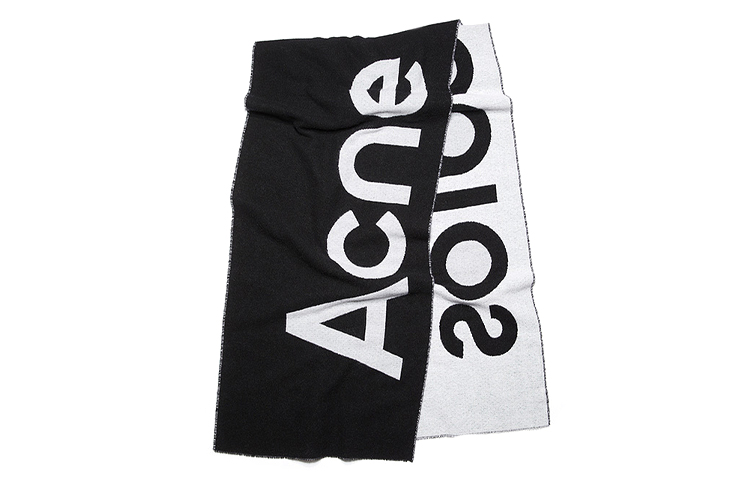 Acne Studios Oversized Logo Jacquard Scarf Shawl Unisex Black White 38x200cm CA0154-J83 圖 2