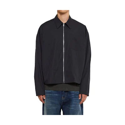 Acne Studios Oversized Long Sleeve Zip Pocket Shirt Dark Grey . BB0606-DQX