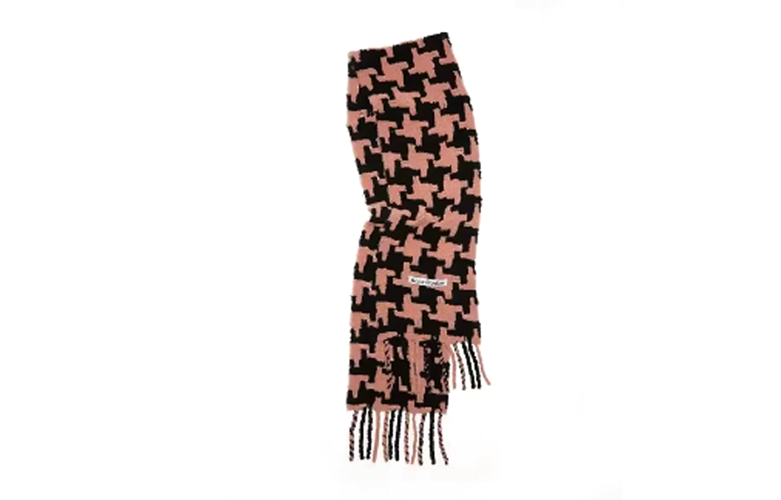 Acne Studios Pink/Black Houndstooth Alpaca Wool Scarf Unisex Couple Style CA0153-ATD