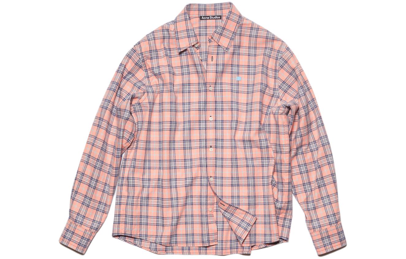 Acne Studios Pink Checkered Print Slim Fit Long Sleeve Shirt Unisex. CB0062-COG