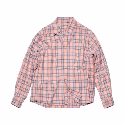 Acne Studios Pink Checkered Print Slim Fit Long Sleeve Shirt Unisex. CB0062-COG