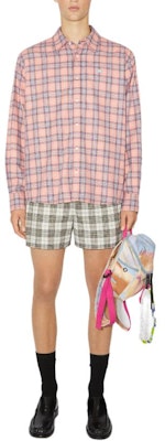 Acne Studios Pink Checkered Print Slim Fit Long Sleeve Shirt Unisex. CB0062-COG Lookbook Acne Studios Pink Checkered Print Slim Fit Long Sleeve Shirt Unisex. CB0062-COG