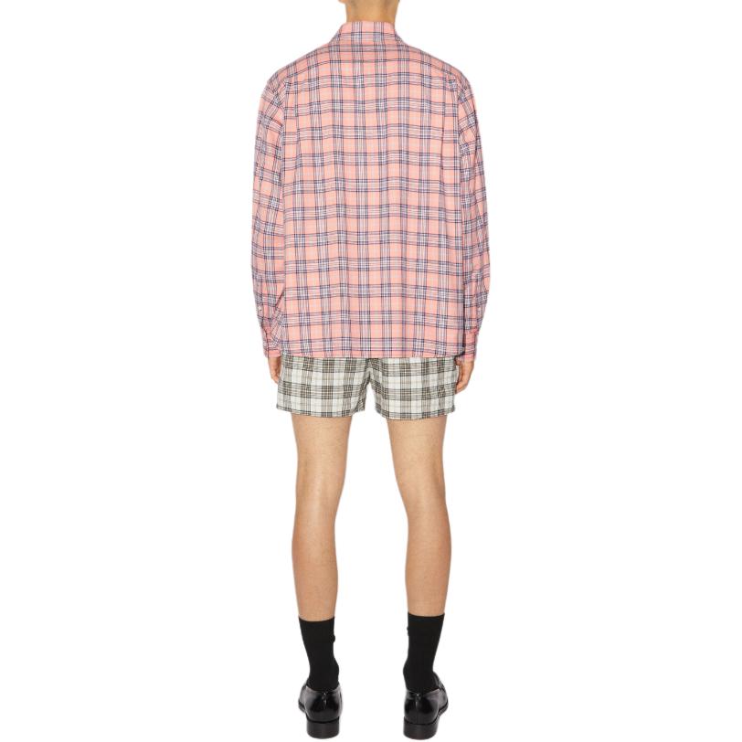 Shop Acne Studios Kemeja Unisex Lengan Panjang Slim Fit Motif Kotak Pink. CB0062-COG