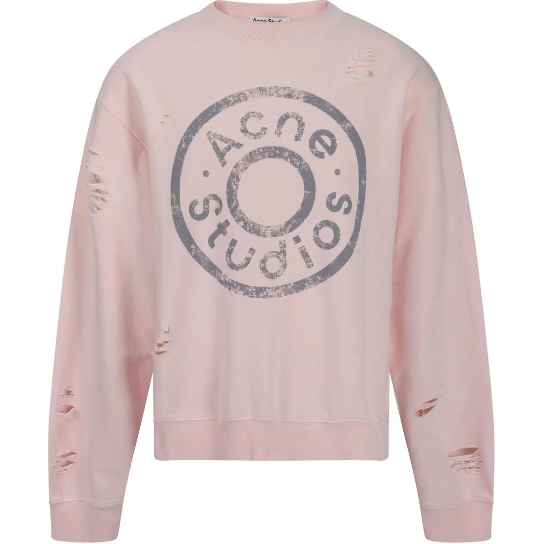 Acne Studios Pink Distressed Logo Print Oversized Sweatshirt Unisex CI0179-COA