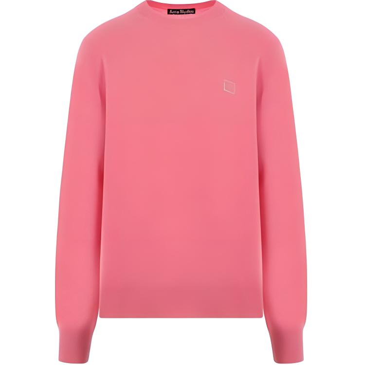 Acne Studios Pink Logo Crewneck Pullover Long Sleeve Sweater Men. C60088-CKQ