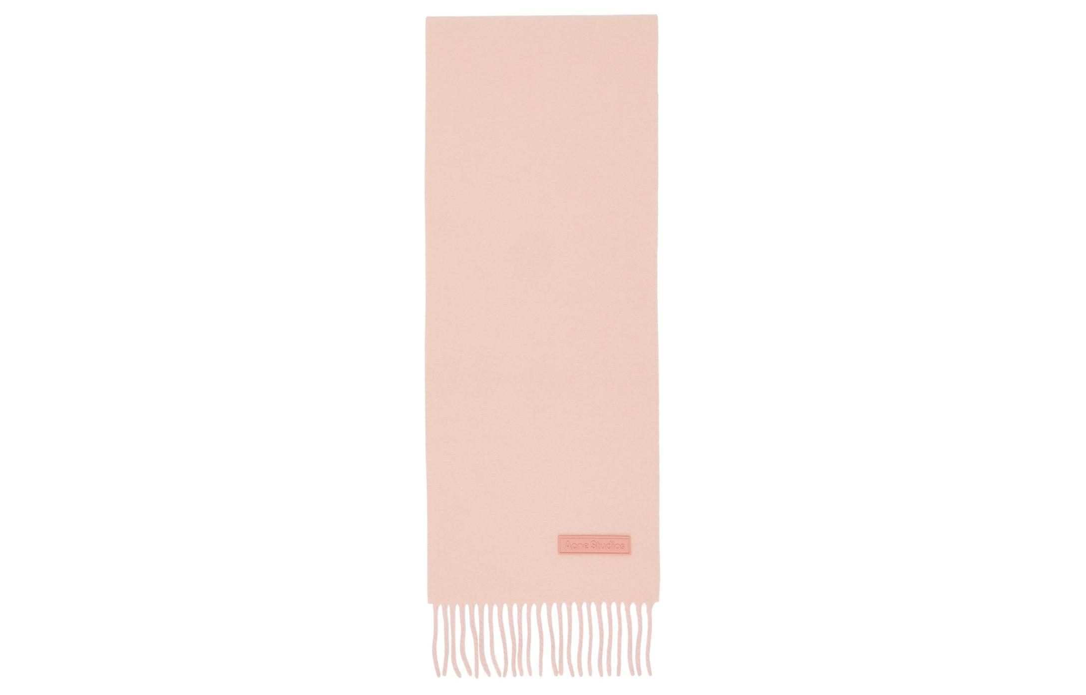 Acne Studios Pink Wool Recycled Logo Scarf Unisex Couple's Edition. 241129M150051