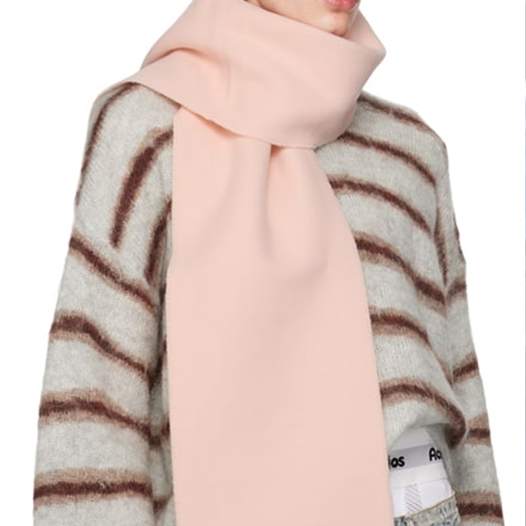 Shop Acne Studios粉色羊毛环保标志围巾情侣款 241129M150051