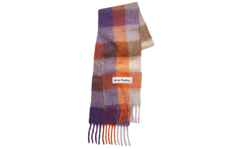 Acne Studios Plaid Alpaca Wool Scarf Unisex in Lilac/Orange/Brown CA0084-CKA 圖 2
