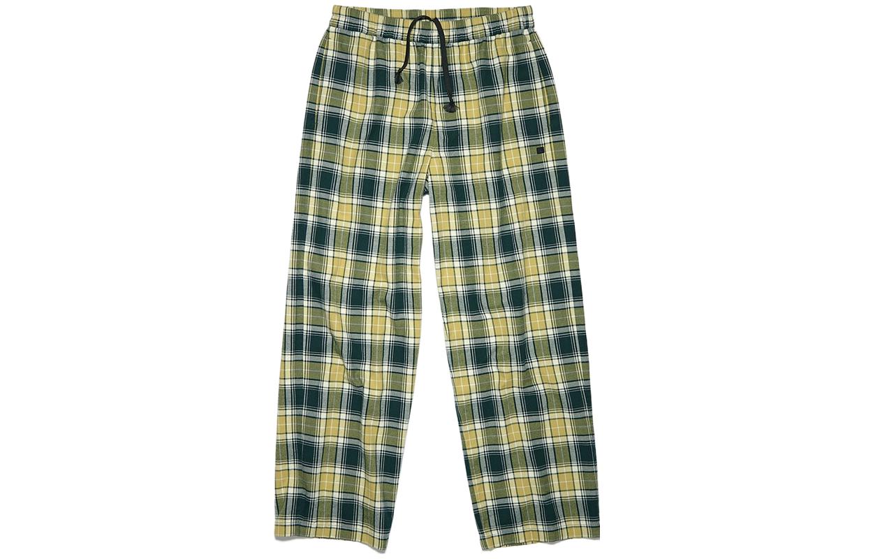 Acne Studios Plaid Drawstring Straight-Fit Mid-Rise Trousers Forest Green Unisex CK0085-CYV