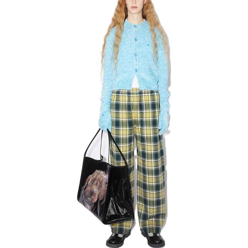 Lookbook 아크네 스튜디오 체크 드로스트링 스트레이트핏 미드라이즈 바지 포레스트 그린 유니섹스 CK0085-CYV