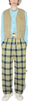 Shop Acne Studios 格紋抽繩直筒中腰長褲 森林綠 男女款 CK0085-CYV