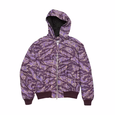 Acne Studios Purple Camo Print Loose Fit Zip-Up Hoodie Jacket B90774-DM6