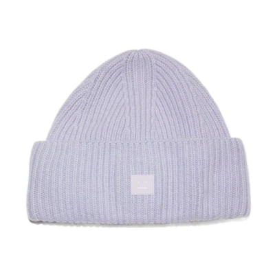 Acne Studios Purple Mini Face Patch Knit Beanie Unisex. C40270-AZS