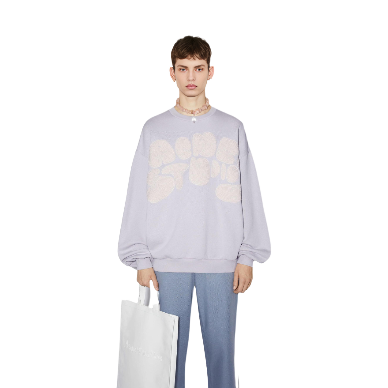 Acne Studios Purple Printed Oversized Long-Sleeve Sweatshirt Unisex BI0172CSS 圖 3