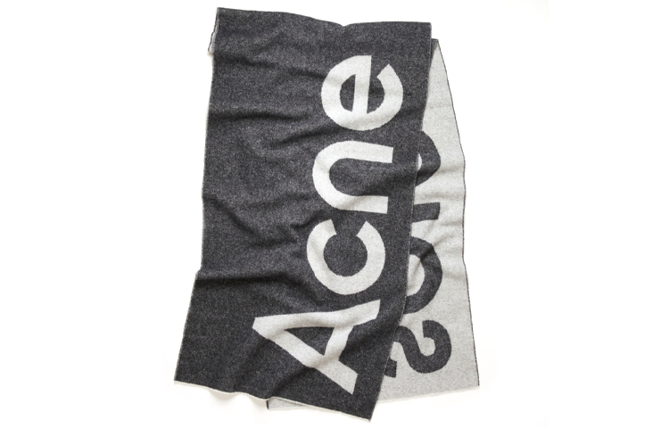 Acne Studios Recycled Wool Logo Print Black-Grey Knit Scarf Unisex CA0104-900 圖 3