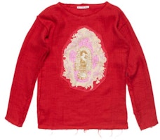 Acne Studios Red Distressed Raw Edge Crewneck Long Sleeve Sweatshirt Unisex. BB0569-ACK Acne Studios Red Distressed Raw Edge Crewneck Long Sleeve Sweatshirt Unisex. BB0569-ACK