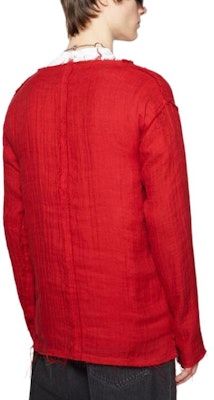 Acne Studios 紅色破壞圓領長袖毛邊衛衣男女款。 BB0569-ACK Shop Acne Studios 紅色破壞圓領長袖毛邊衛衣男女款。 BB0569-ACK