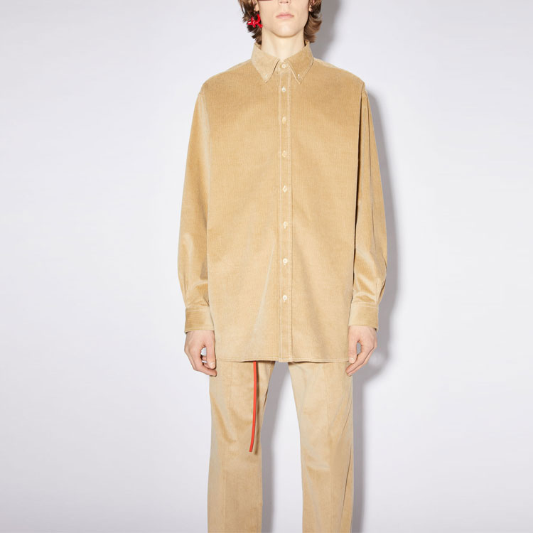 Lookbook Acne Studios 寬鬆燈芯絨長袖襯衫 米色 BB0376-CP9