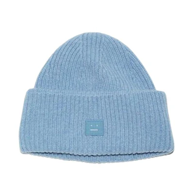 Acne Studios Ribbed Solid Wool Knit Beanie Unisex Blue C40270-DKA