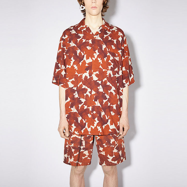 Lookbook Acne Studios 鏽橘色楓葉印花短袖襯衫 BB0397-ABY