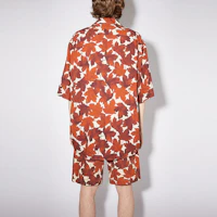 Shop Acne Studios 枫叶印花短袖衬衫锈橙色 BB0397-ABY