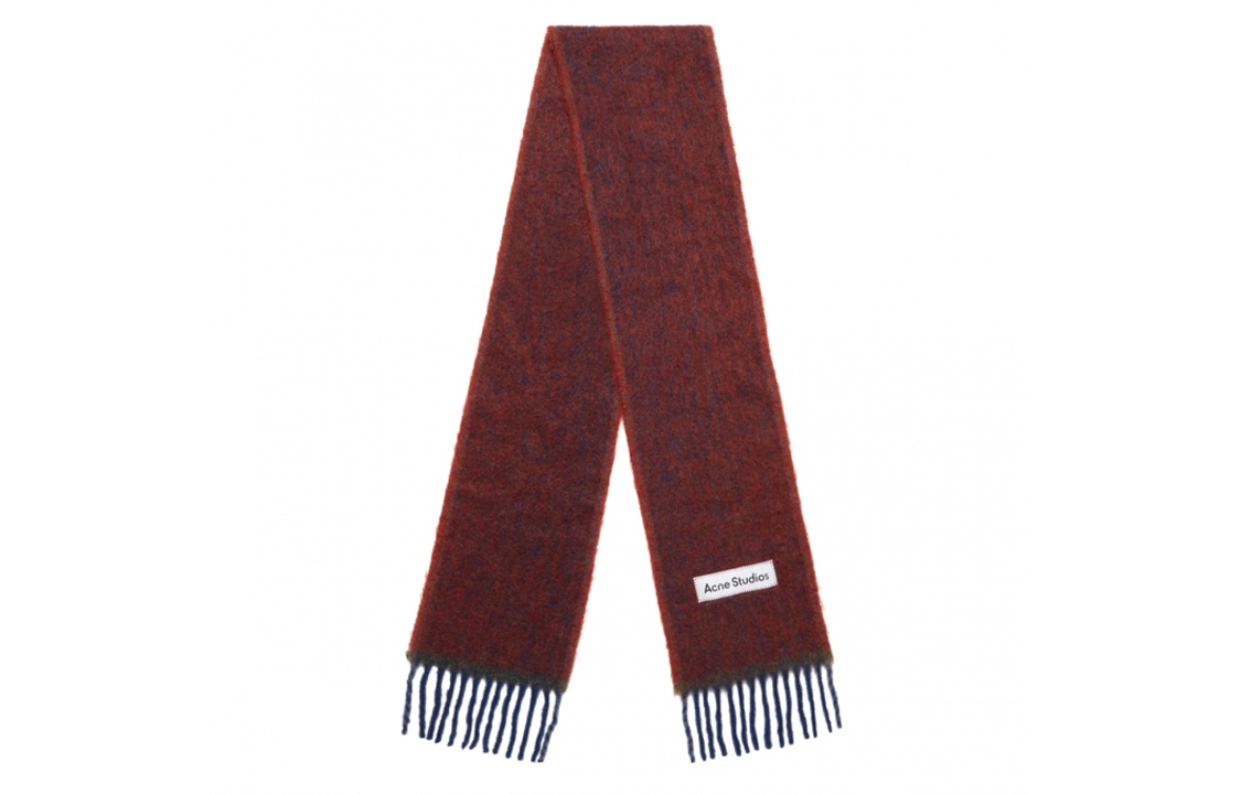 Lookbook 아크네 스튜디오 시그니처 라벨 울 스카프 레드 남성용 CA0290DK7