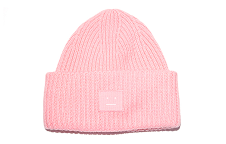 Order Gorro Unisex de Lana Rosa con Logo Smiley de Acne Studios C40135-AD1