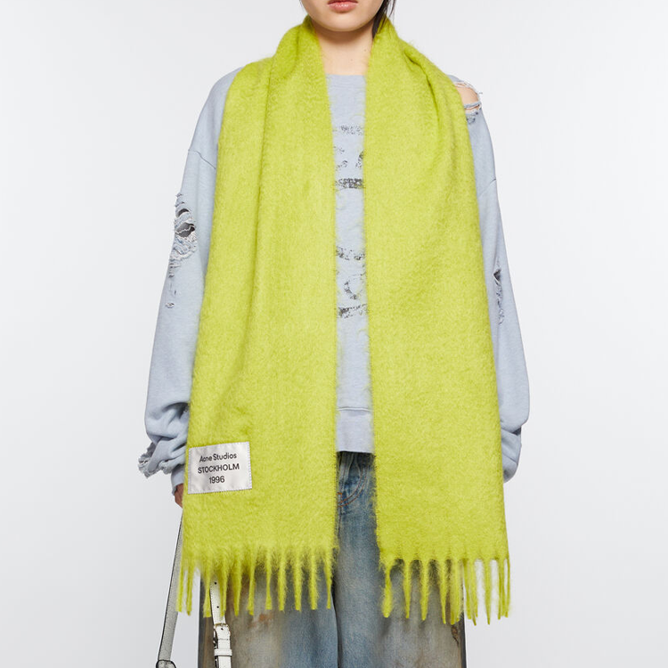 Lookbook Acne Studios 固體羊駝羊毛尼龍針織圍巾 綠色 男女適用 CA0350AQR