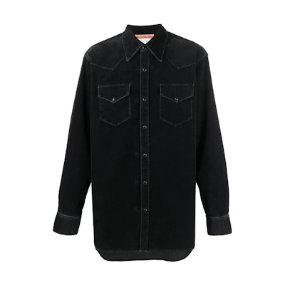 Acne Studios Solid Black Denim Long Sleeve Shirt BB0463-BLACK