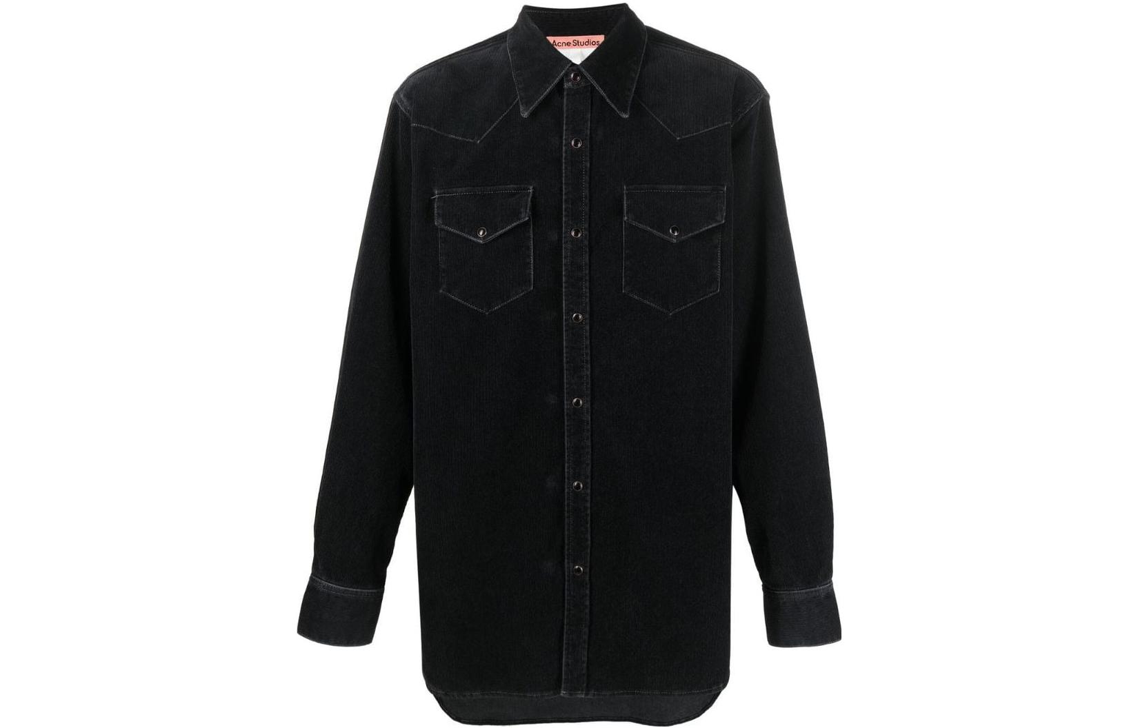 Order Acne Studios Solid Black Denim Long Sleeve Shirt BB0463-BLACK