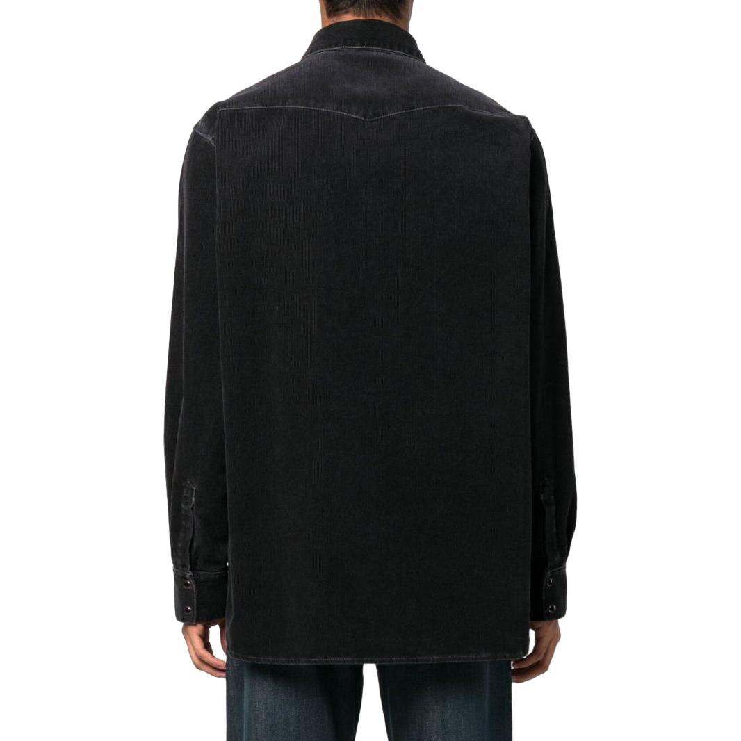 Shop Acne Studios Solid Black Denim Long Sleeve Shirt BB0463-BLACK