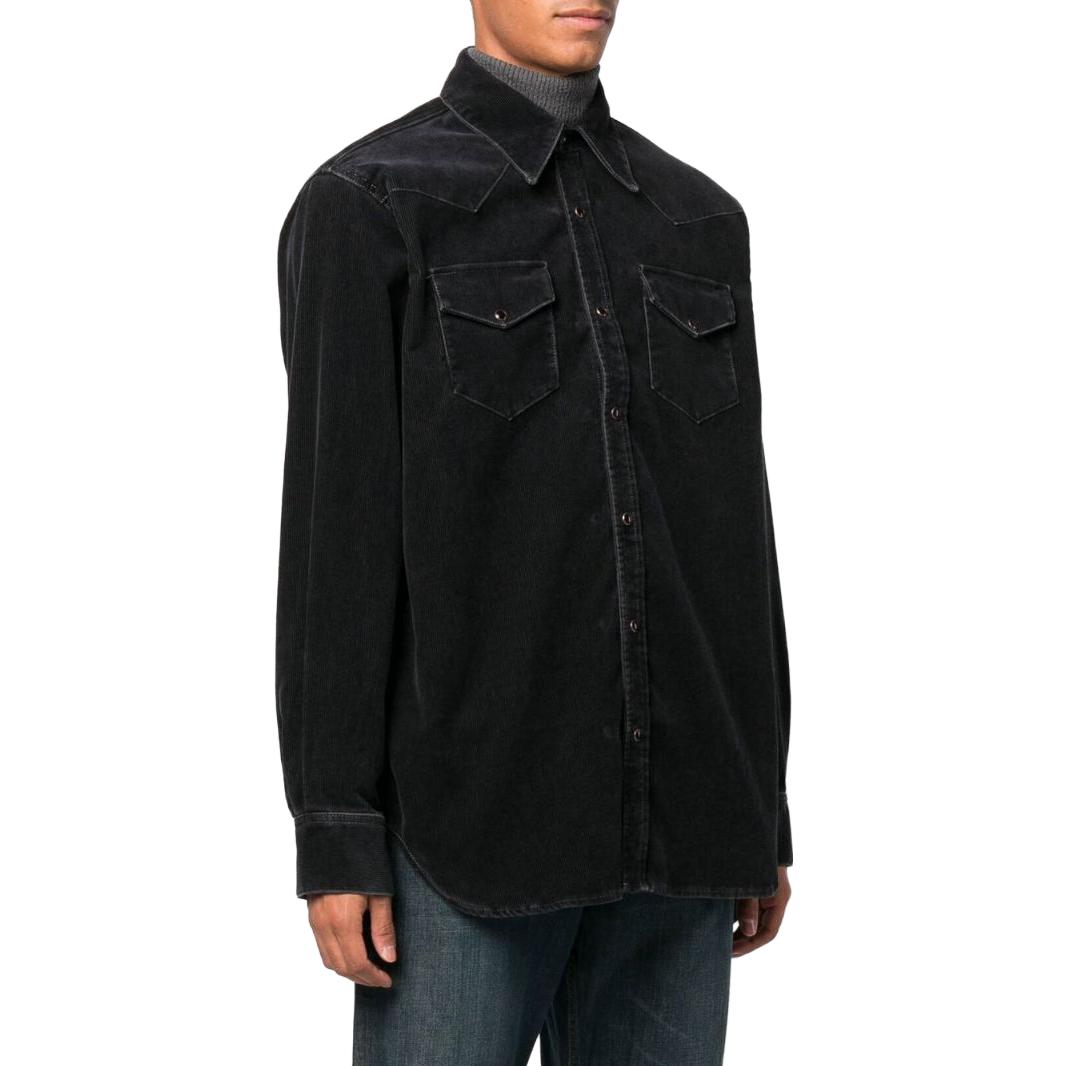 Purchase Acne Studios Solid Black Denim Long Sleeve Shirt BB0463-BLACK