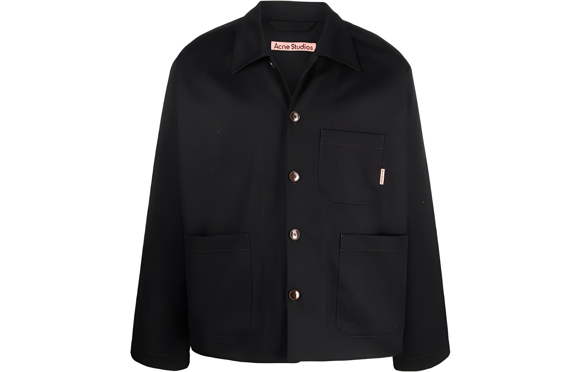 Acne Studios Solid Black Long-Sleeve Shirt Jacket B90618-900