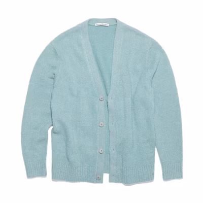 Acne Studios Solid Button-Up Knit Cardigan Mineral Blue. B60277-AAO