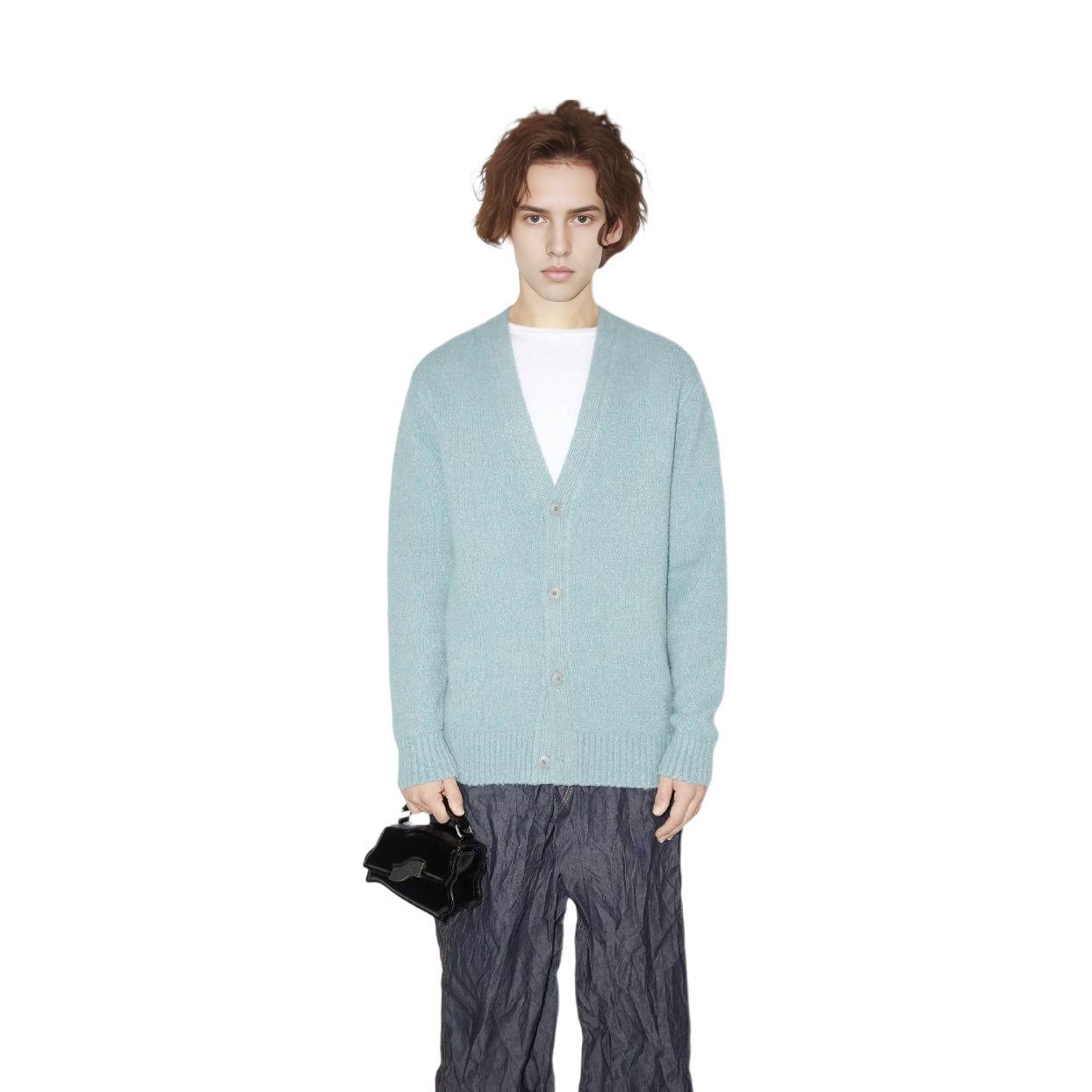 Lookbook Acne Studios Kardigan Kemas Butang Mineral Blue. B60277-AAO