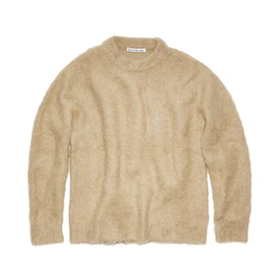 Acne Studios Solid Color Fuzzy Crewneck Loose Fit Sweater Brown (). B60279-CQL