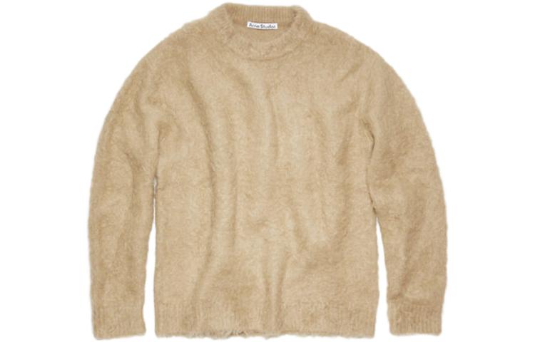 Order Acne Studios Solid Color Fuzzy Crewneck Loose Fit Sweater Coklat. B60279-CQL