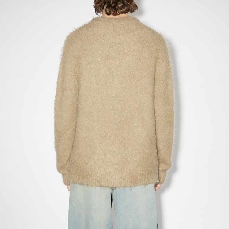 Shop Acne Studios Solid Color Fuzzy Crewneck Loose Fit Sweater Coklat. B60279-CQL