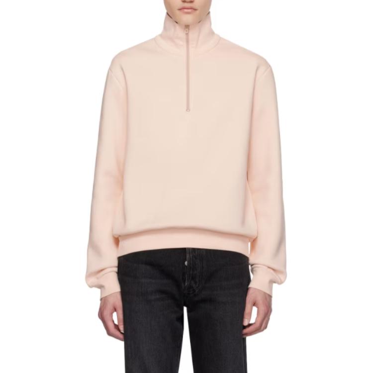 Acne Studios Solid Color Half-Zip Pullover Sweatshirt Pink () CI0129-AD5