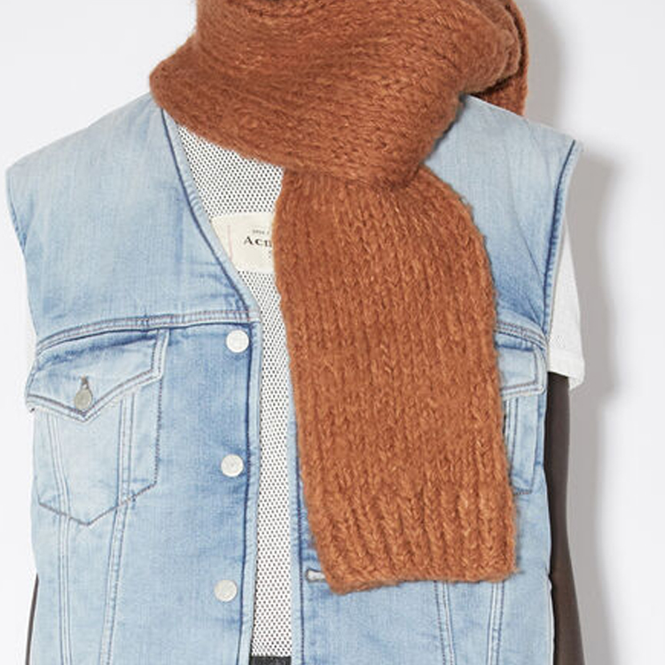 Acne Studios Solid Decor Wool Scarf Brown for Men. CA0287DH4 圖 3