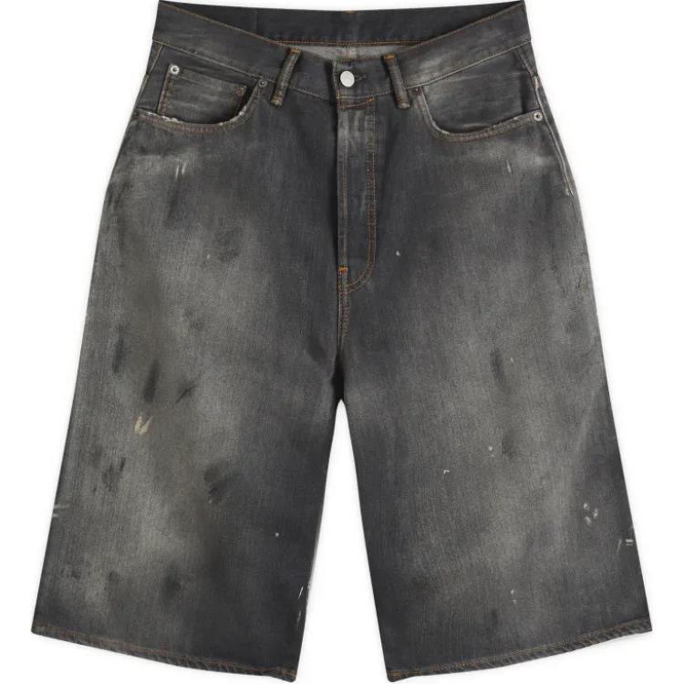 Acne Studios Splatter Washed Buttoned Denim Shorts Black . BE0173-900