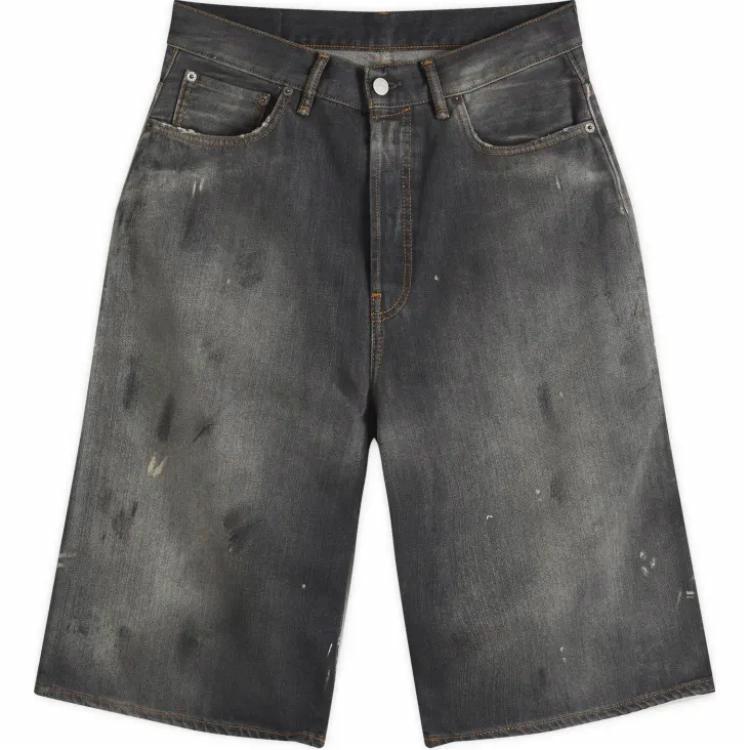 Order Acne Studios Splatter Washed Buttoned Denim Shorts Black . BE0173-900