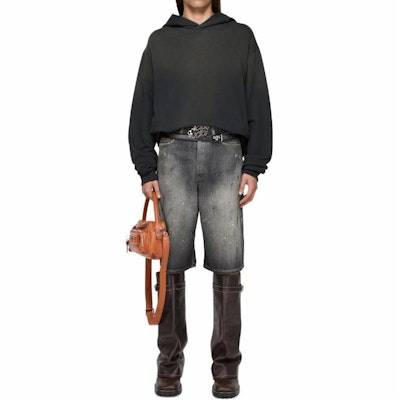 Acne Studios Splatter Washed Buttoned Denim Shorts Black . BE0173-900 Lookbook Acne Studios Splatter Washed Buttoned Denim Shorts Black . BE0173-900