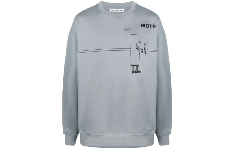 Order Acne Studios SS21 Cartoon Print Crewneck Long-Sleeve Sweatshirt Men Grey BI0113